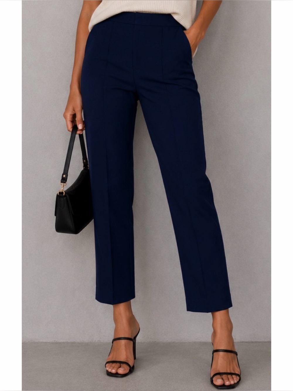BEATRICE VON TRESCKOW • Fredi Navy Blue High-Waisted Ankle Cut Trousers, XL